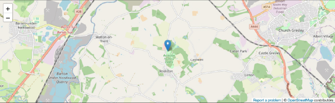 Location of The Glade in Rosliston, Derbyshire